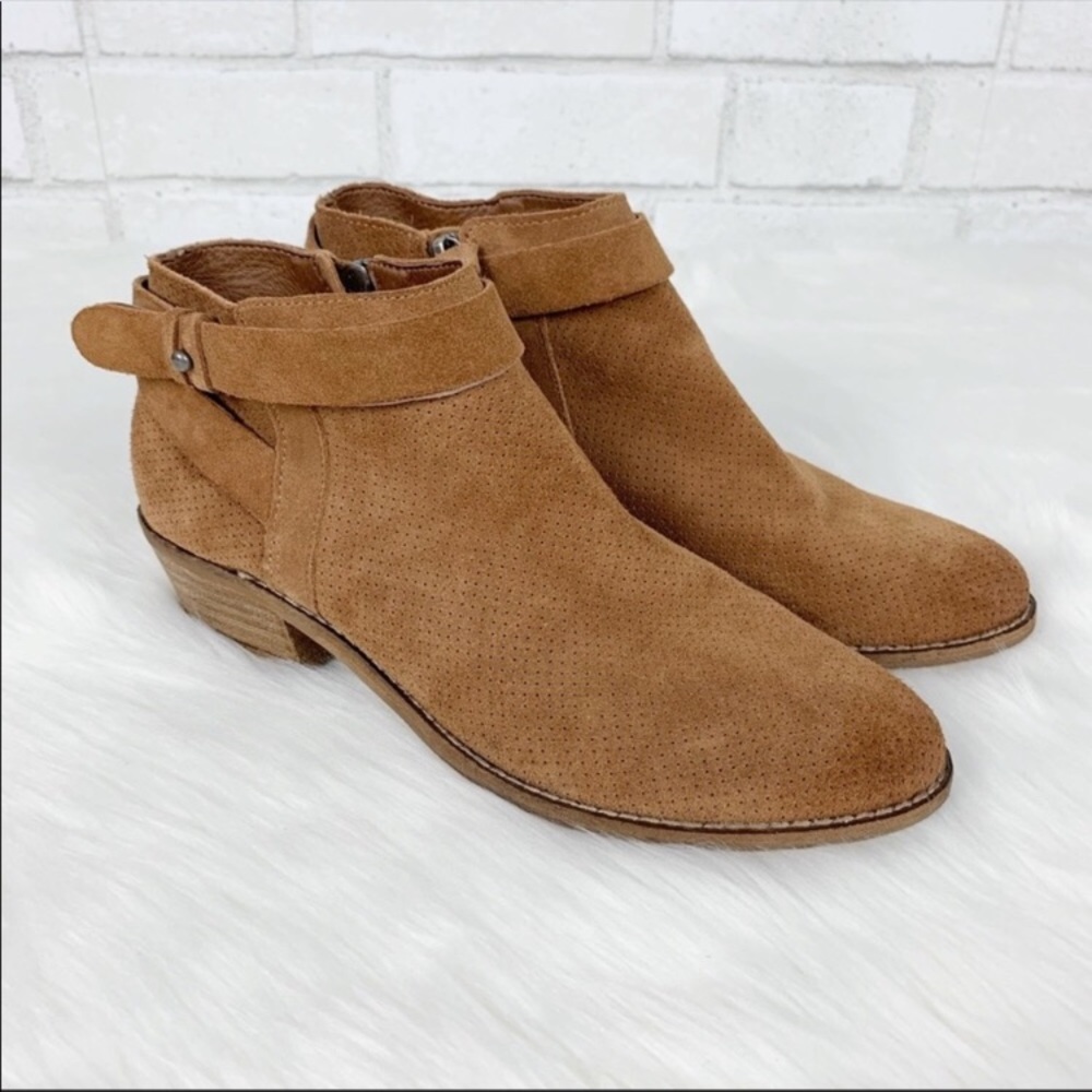 Dolce Vita Tan Perforated Suede Ankle Booties
